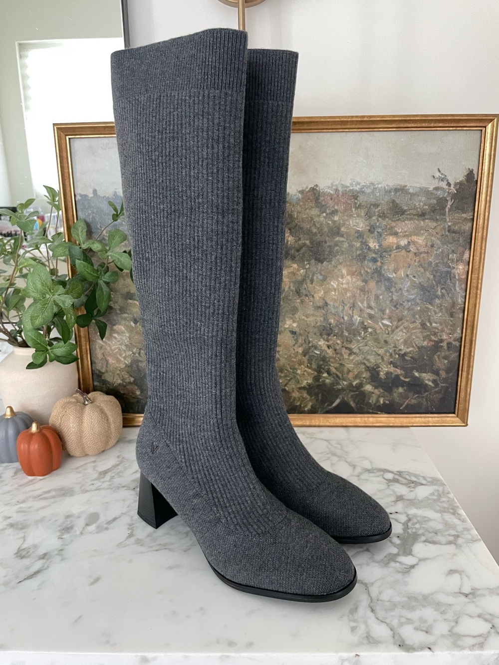 Vivaia Tessa Tall Heeled Boots Gray suze 9 (40) Water Repellent